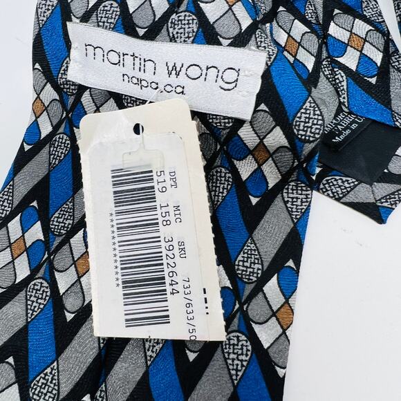 NEW! Martin Wong Napa CA Mid Mod Print Tie Office Career - Picture 3 of 4